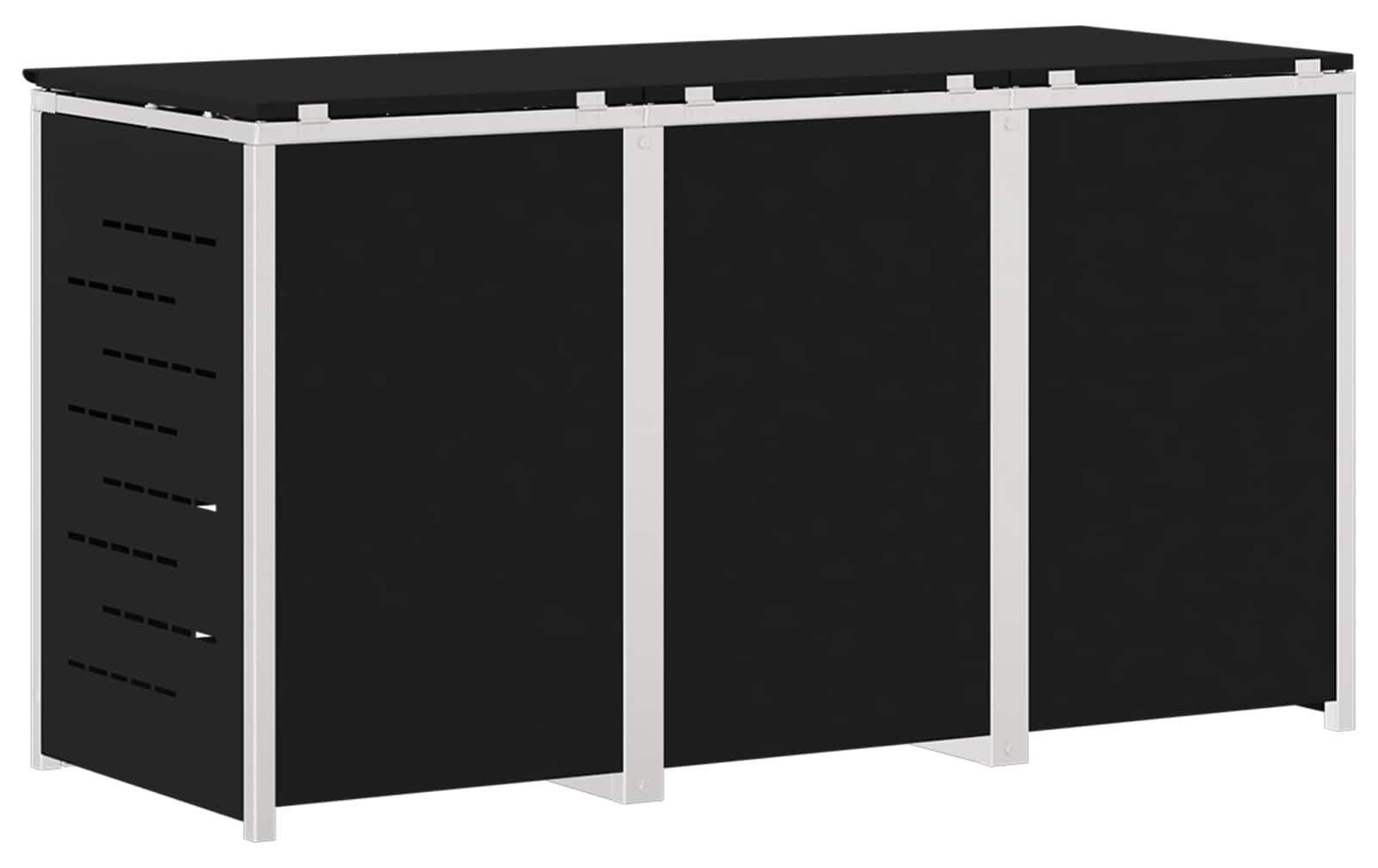 Mülltonnenbox for 3 Bins 240L Edelstahl Schwarz