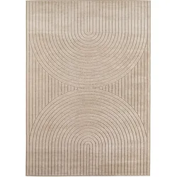 Balkonteppich Skandinavischer 3D-Design Wetterfest Waschbar Strapazierfähig Terrasse Garten Beige 200x290 cm – ENGADIN von Kadima Design