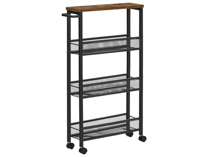 VASAGLE Smalle Keukentrolley op Wielen, 4 Niveaus, 13 x 45,4 x 77 cm