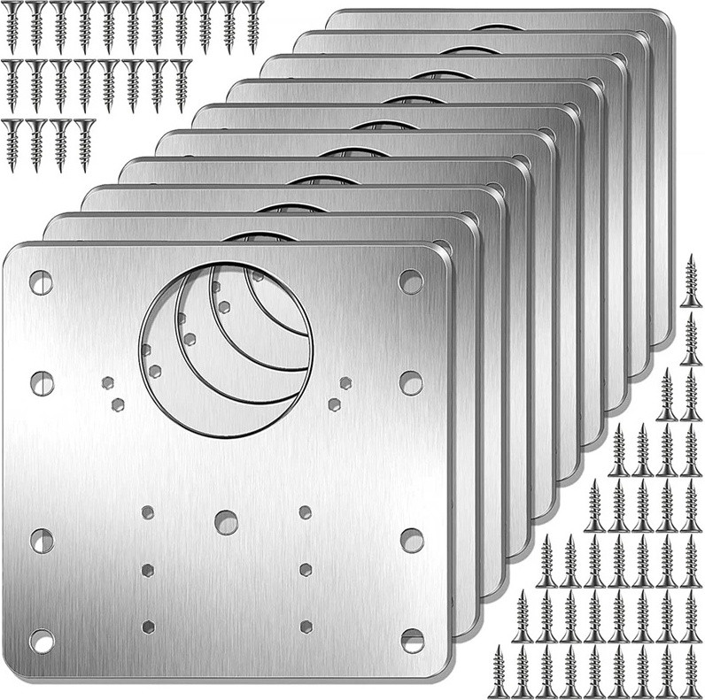 INF Reparatieplaat voor meubelscharnieren RVS Zilver 9 x 9 cm 10-pack D971