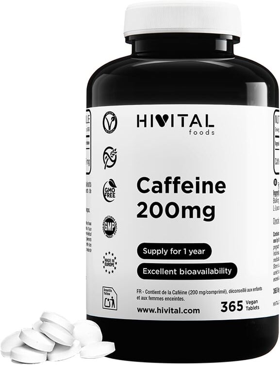 Hivital Foods Cafeína Anidra Pura 200 mg 365 Comprimidos