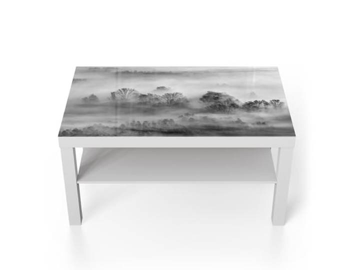 DEQORI Glastisch weiß groß 90x50 cm Motiv Nebelgeflüster ausgefallener Beistelltisch aus Glas Hochglanz Couchtisch fürs Wohnzimmer moderner Couch Tisch mit Design