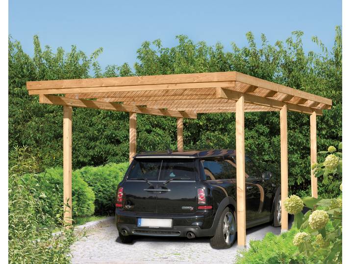Einzelcarport KIEHN-HOLZ Bamberg , beige (natur), B/H/T: 201cm x, Carports, Einzelcarport