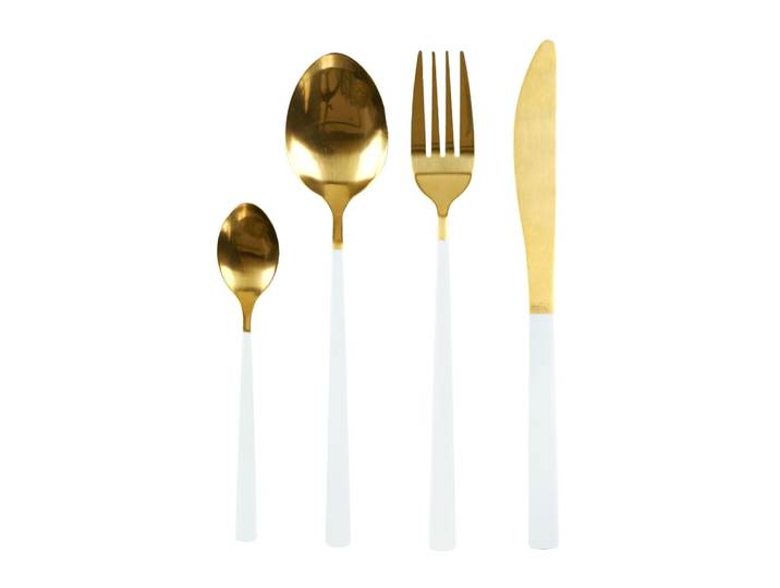 Lot de 3 ménagères 48 couverts blanc et doré