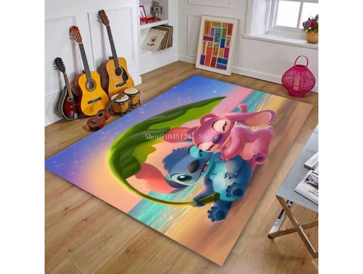 Tapis de jeu pour enfants Lilo & Stitch - Tapis de sol lavable - Impression géométrique moderne - 120x160cm