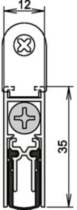 Athmer Joint de porte double étanchéité M12/35 n° 1-392 déclenchement unilatéral longueur 1083 mm aluminium (1-392-1085)