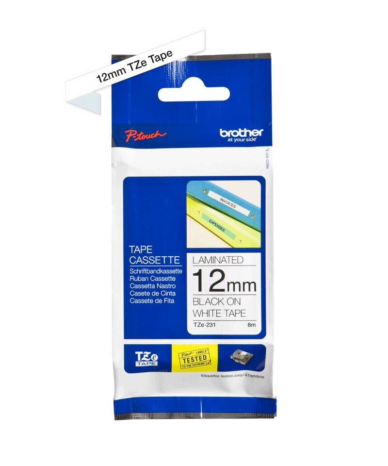 Brother TZe 231CIV - Laminiertes Band - Schwarz auf Weiß - Rolle (1,2 cm x 8 m) - 1 Rolle(n) - für P-Touch 1090, 1290, 1 TZE231CIV