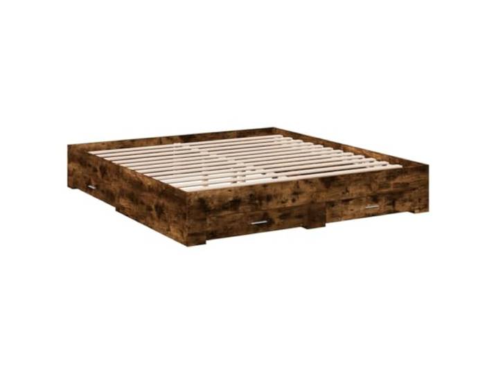 vidaXL Bettgestell mit Schubladen Räuchereiche 200x200cm Holzwerkstoff