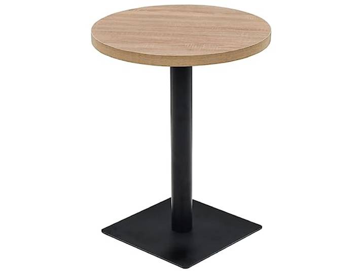 Todiikf Bistrotisch Rund 60x75 cm Esstisch MDF Eichenoptik & Stahlbein Elegant französisches Design für Küche, Esszimmer oder Cafe, stabile MDF-Platte mit solider Stahlbasis.