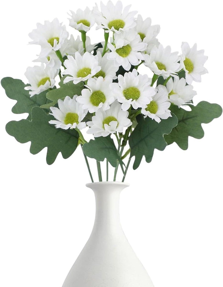 Nep Bloemen Chrysant Kunstbloemen Woondecoratie Wit - Hoogte: 53 cm