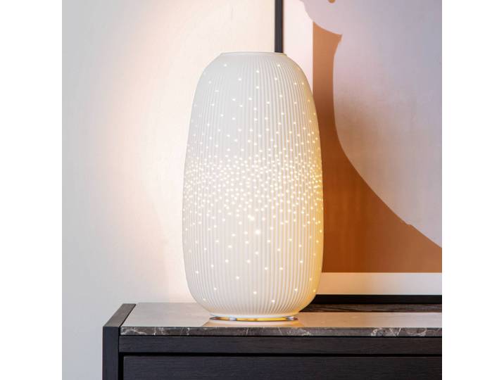 Lucide Tischlampe Flores, weiß / opal, für Wohn- / Esszimmer, Keramik, Tischlampe