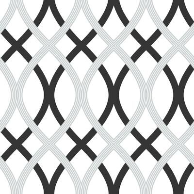 NuWallpaper Black and Silver Lattice Peel & Stick Wallpaper - 216in x 20.5in x 0.025in