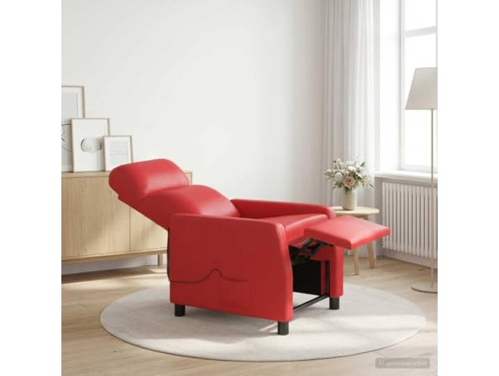 Relaxsessel Rot Kunstleder mit Neigefunktion 115° bis 160° verstellbar,Schaumstoff-Füllung,Metall und Holzwerkstoffe,pflegeleicht abwischbar