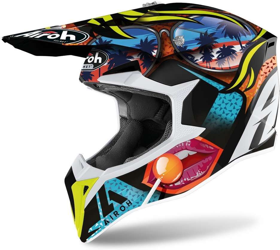 Casco Moto Cross Enduro Airoh WRAAP Lollipop Lucido taglia XL
