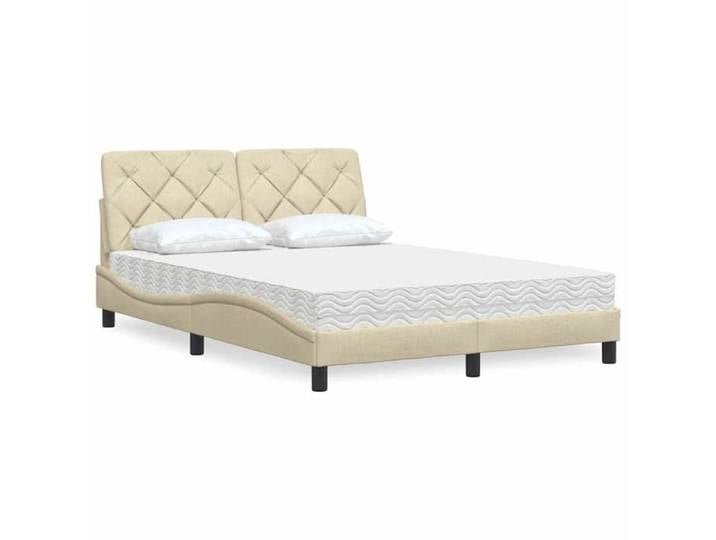 Lit avec matelas crème 140x190 cm tissu 3310739