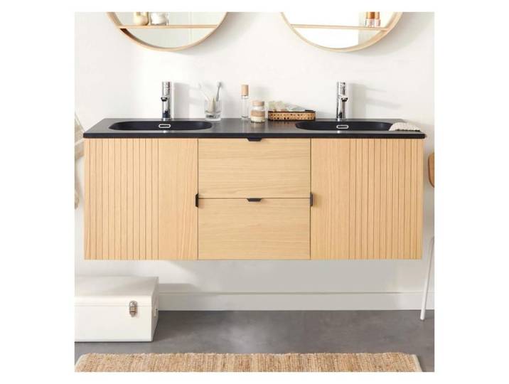 Meuble STUDIO double vasque 140cm chêne vasques et robinets