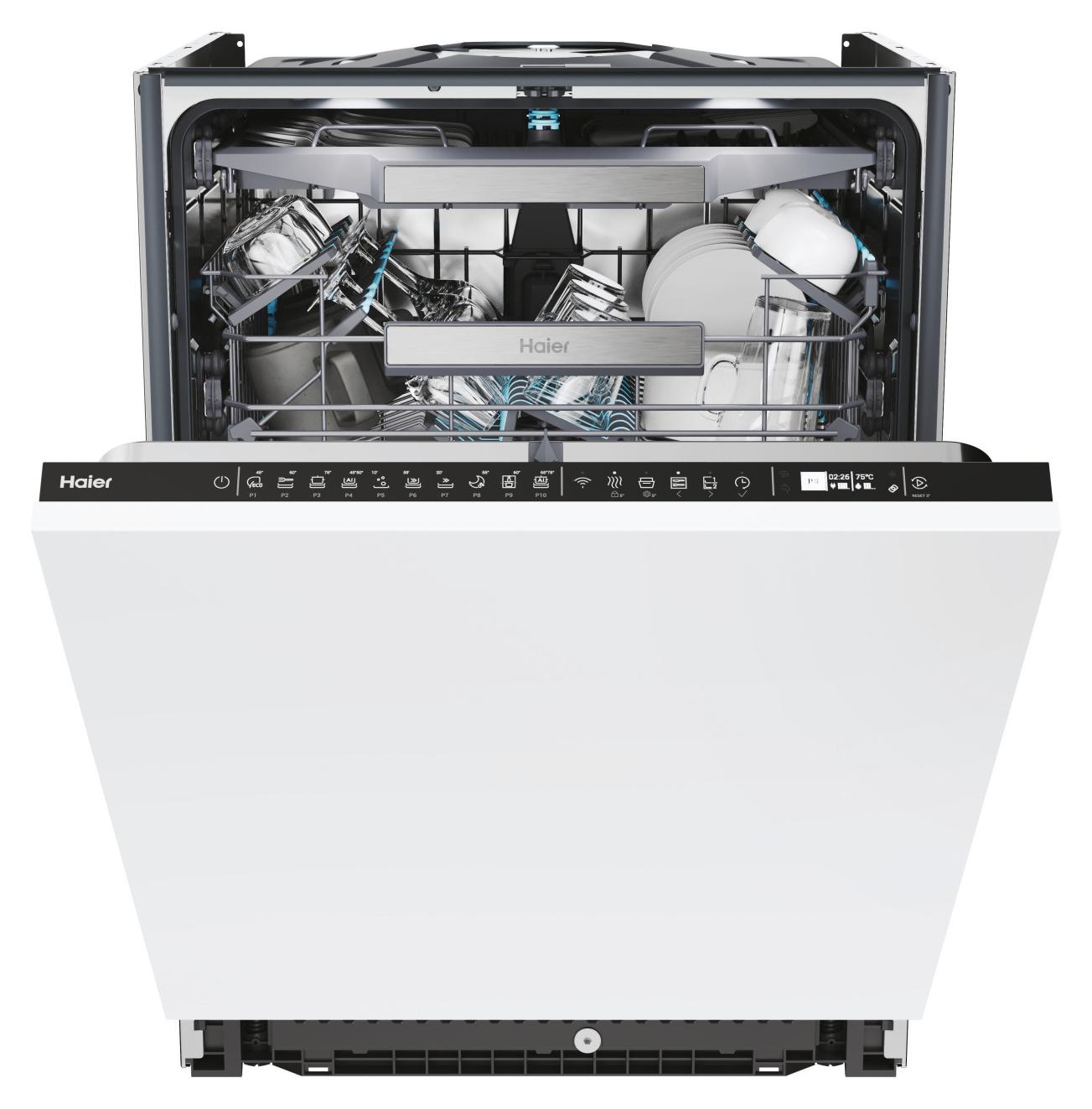 Haier XS 6A0M4PDB, Voll integriert, Standardgröße (60 cm), Touchsteuerung, LED, 1,5 m, 2 Korb/Körbe