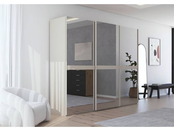 Schwebetürenschrank Scale Spiegelfront 271cm Beige/Kaschmir