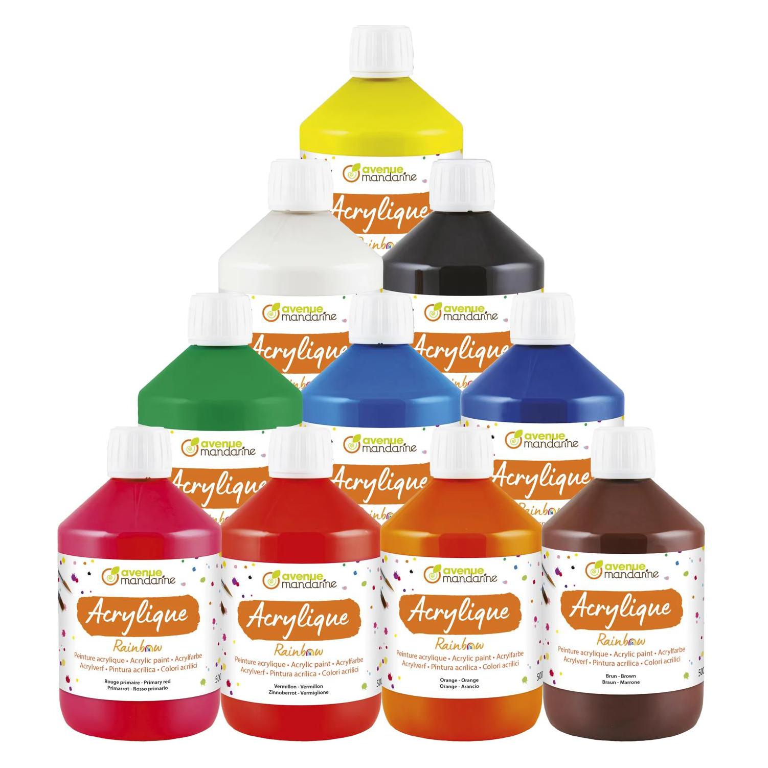 Avenue Mandarine Rainbow - 10er-Set Farbtöpfe 500ml - Mehrfarbig (500 ml) (RB0250010K01C)