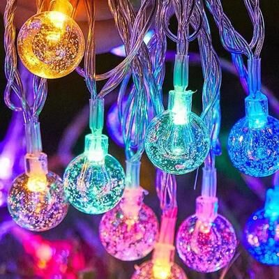 Uplifted Goods LED Crystal Ball Garland String Lights For Home And Holiday Decor crystal Ball Multicolor 1.5m 10leds