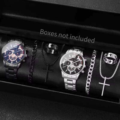 Fusion Finds Luxury Men's Quartz Watch & Bracelet Set Business Watch For Men Gift Collection a