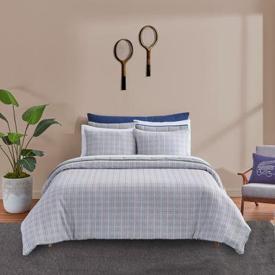 Lacoste Racquet Check 3-Piece Premium Cotton Bedding Comforter Set