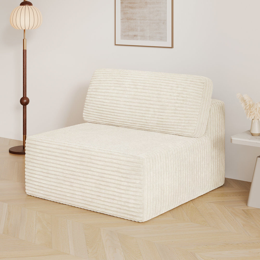 17 Stories Modular Corduroy 101cm Armless Accent Chair Beige 82cm H X 101cm W X 101cm D