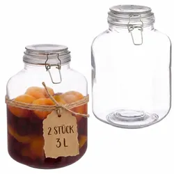 Relaxdays Einmachgläser 2er Set 3 Liter Silber,Transparent
