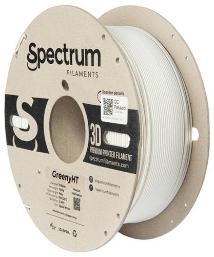 Spectrum Filaments 80700 GreenyHT Filament PLA hitzebeständig, hohe Steifigkeit, Matt 1.75mm 1000g Signal White, Signal-Weiß