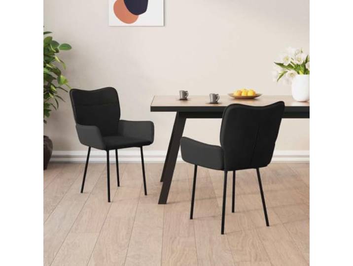 HEFZGDB Esszimmerstühle 2 STK. Schwarz Samt Ergonomische Polsterung Metallrahmen Luxus Samtstoff Wohnzimmer Sessel Esszimmer Stühle Set