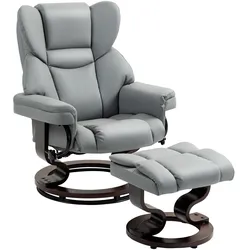 RELAXSESSEL-MIT-FUSSHOCKER PU Leder Hellgrau