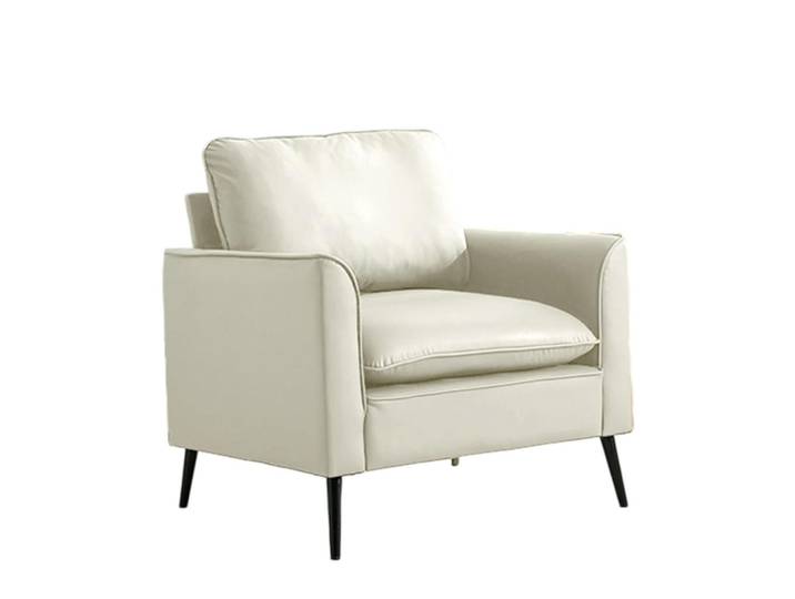 ComfortXL Sessel De-34977 nordisch-retro mit Kunstlederbezug Weiß, 68x80x80 cm, Wohnzimmer, Sessel, Polstersessel