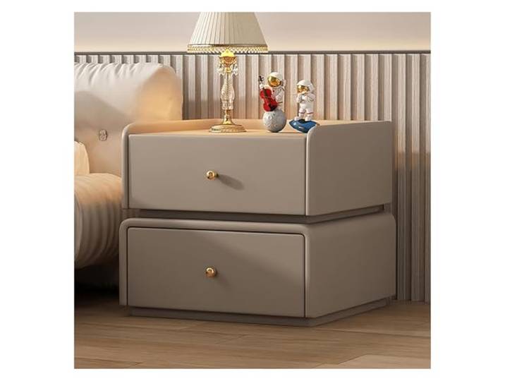 Klassische, große Nachttische mit 2 Schubladen und Stauraum, komplett montiert(Khaki,40cm)