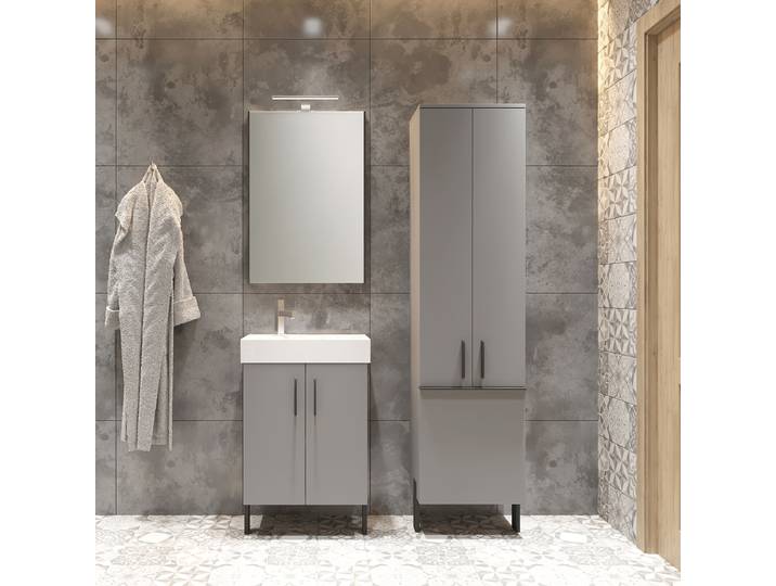 Meuble vasque Dusaniv 55cm Gris/Gris mat