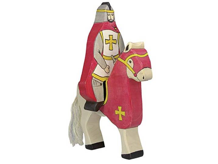 Rijdende ridder rood (zonder paard) 15 cm - Holztiger