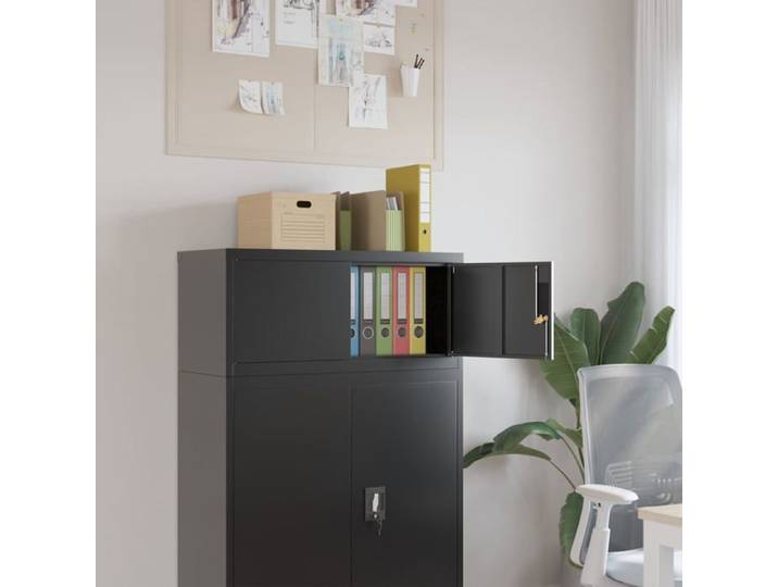 SALE 2025 Classeur bureau - armoire à dossiers noir 90x40x40 cm acier 14 Kg 7444