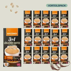 MASSIMO 3in1 L√∂slicher Kaffee mit Kaffeeweißer & Rohrzucker 16 x 170g