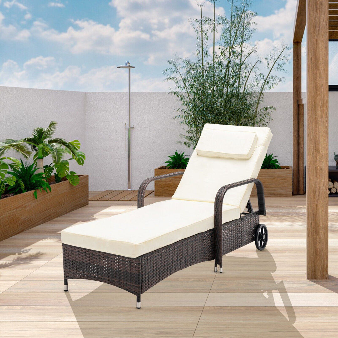 ClassicLiving Corinth Reclining Sun Lounger with Cushion Brown 103cm H X 75cm W X 196cm L