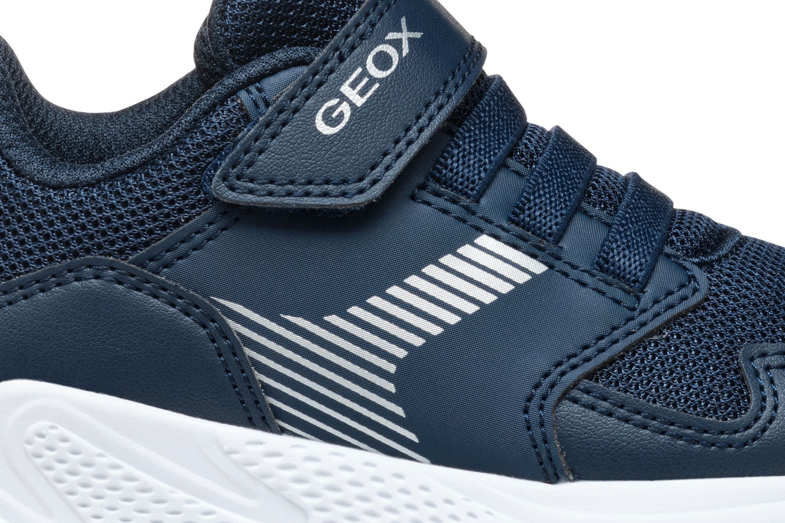 Sneaker GEOX "J SPRINTYE BOY", Jungen, Gr. 32, Textil, blau (navy), Synthetik, Textil, Schuhe Sneaker, Freizeitschuh, Klettschuh mit elastischen Schnürsenkeln navy 32, Textil