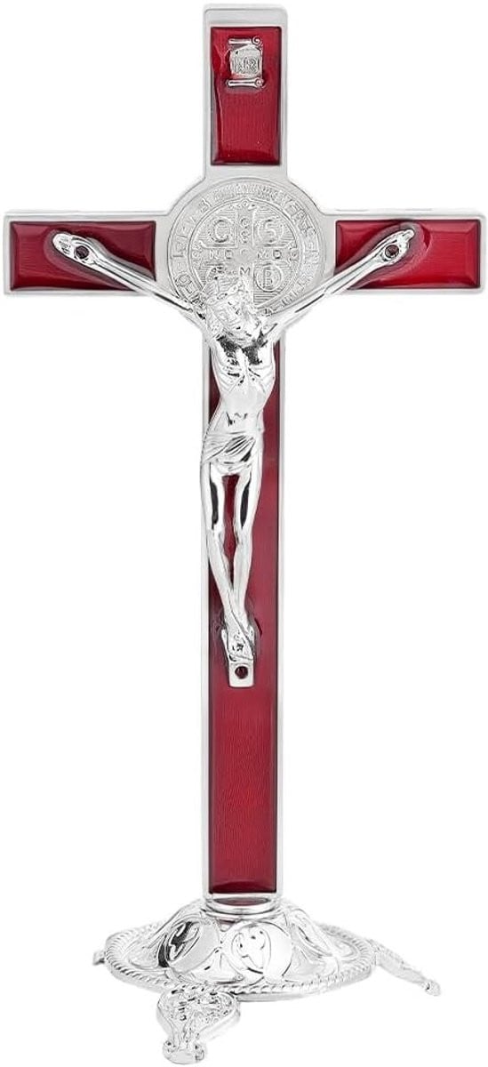 Stijlvolle Staande Kruis Decoratie met Afneembare Crucifix, 17.8 cm
