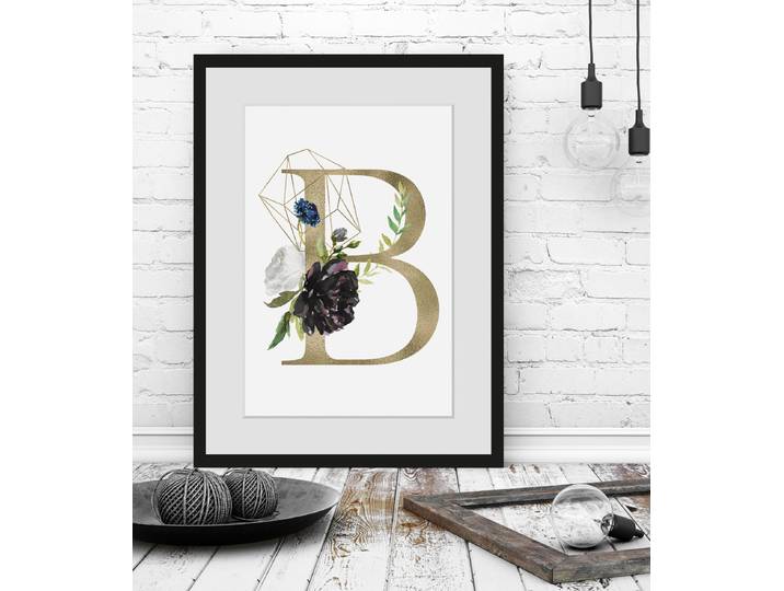 Bild QUEENCE B , gold (farbe rahmen: schwarz, farbe bild(er): goldfarben), B:30cm H:40cm, Acrylglas, Holz, Papier, Bilder, Bild, HD Premium Poster-Druck inkl. Holzrahmen