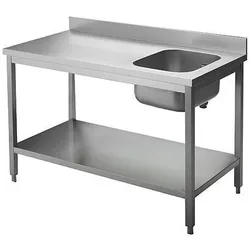 KBS Gastrotechnik Chef-Tisch mit Aufkantung B 140cm - Becken links