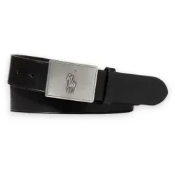Polo Ralph Lauren für Herren. 405691693001 Ledergürtel mit schwarzer Pferdeplakettenschnalle (40), Lässig, Klassisch