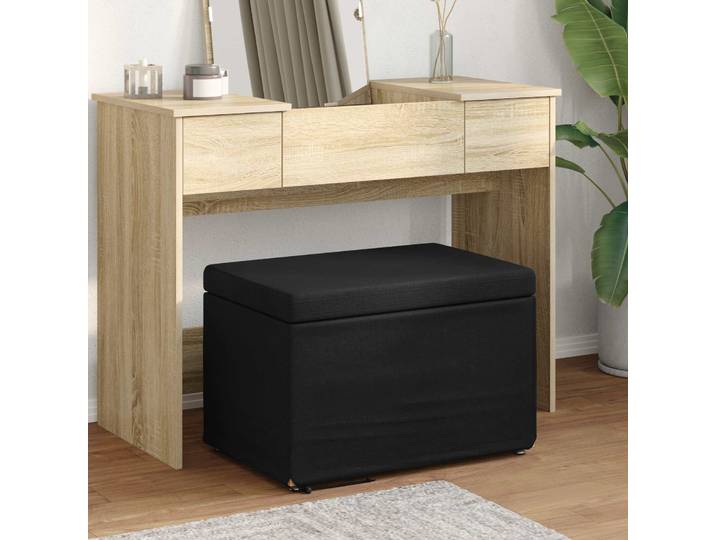 vidaXL Hocker Schwarz 61 x 41 x 40 cm Stoff und Pressholz
