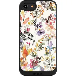 Nivocase Handyhülle für Apple iPhone 7 Hülle NIVOpure Case Schwarz Blume Muster Pastell (Apple iPhone 7), Smartphone Hülle, Schwarz