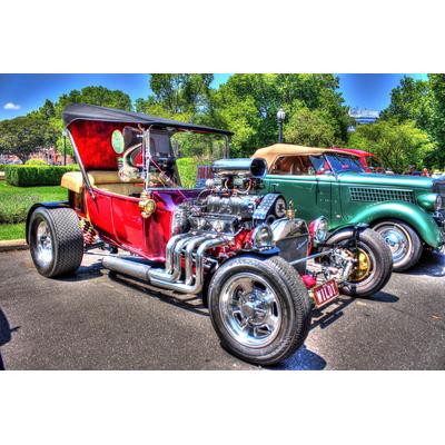 Fototapete PAPERMOON "OLDTIMER RENNWAGEN", bunt, B:2,5m L:1,86m, Vlies, Tapeten