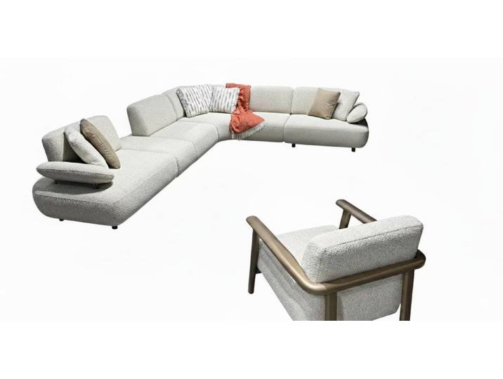 JVmoebel Ecksofa Wohnzimmer Set Moderner Stil Minimalistisches Design Beige Farbe, 2 Teile, Made in Europa