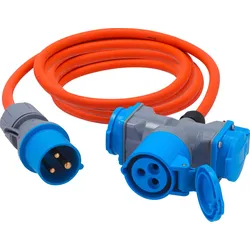 Berger Ultimate CEE-Verlängerung mit 3-fach Verteiler 5 m Orange