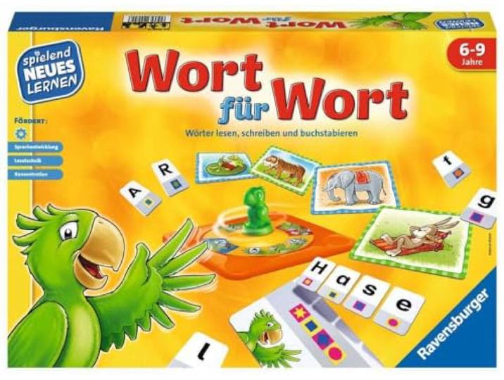 Ravensburger 24955 - Woord voor woord - spelen en leren voor kinderen, educatief spel voor kinderen van 6-9 jaar, spelenderwijs nieuw leren voor 1-4 spelers