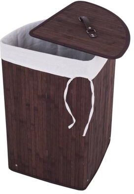 Costway Corner Bamboo Hamper Laundry Basket-Brown